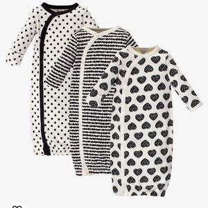 100% Cotton Baby Girls' Organic Cotton Kimono Gowns — Set of 3